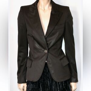 Gucci Tom Ford Brown Wool Peak Lapel Blazer | Size 10